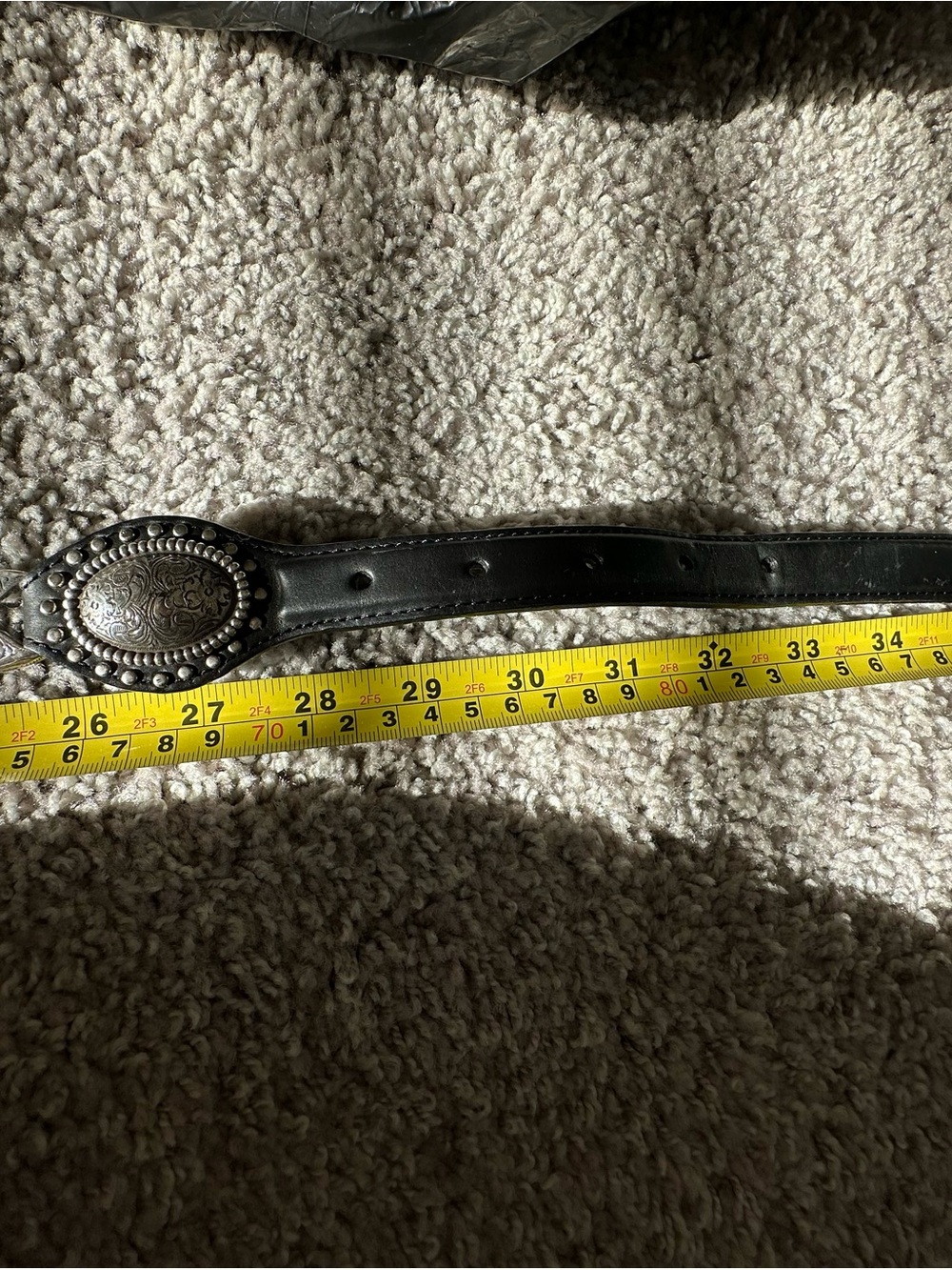 Justin Boots Black Western Leather Belt with Engraved Silver Buckle - Picture 9 of 9